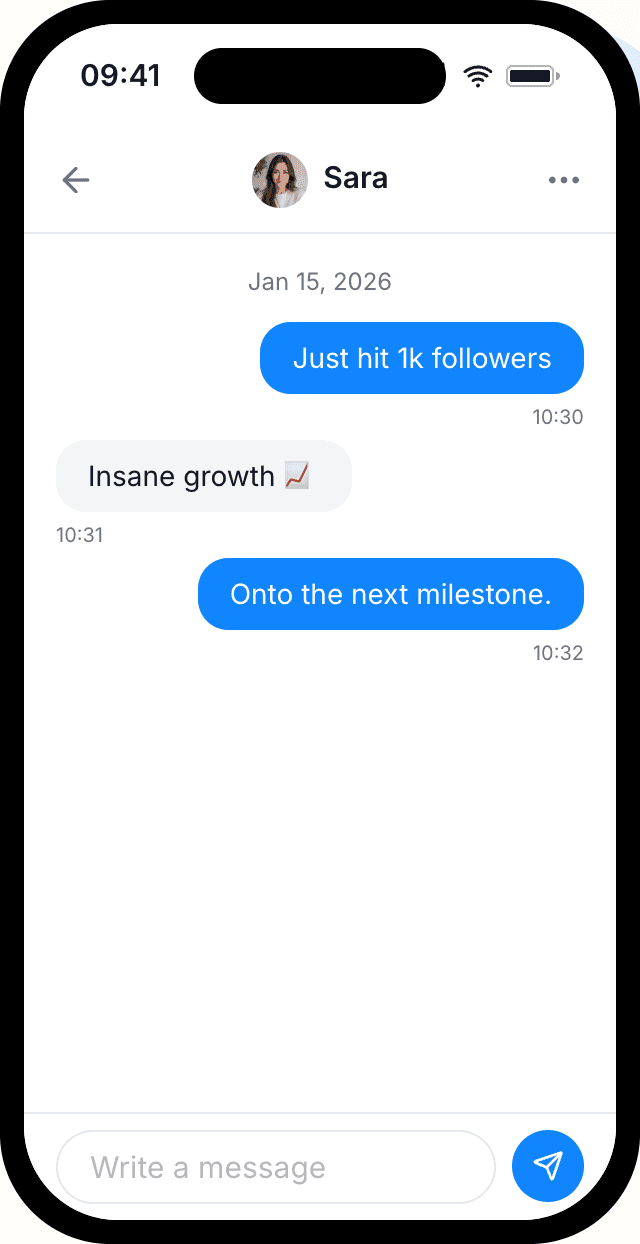 Fake Bluesky chat mockup