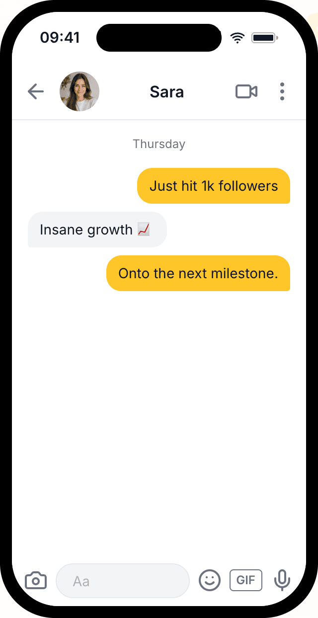 Fake Bumble chat mockup
