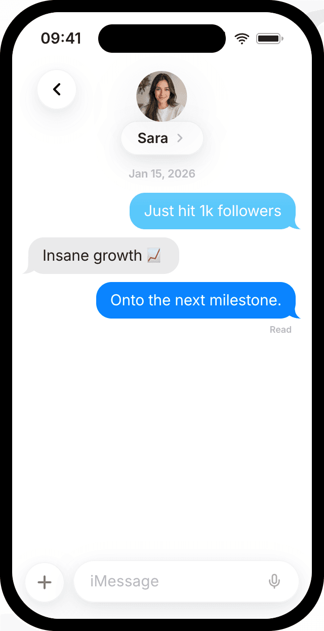 Fake iMessage chat mockup