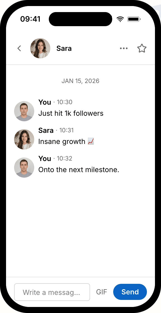 Fake LinkedIn chat mockup