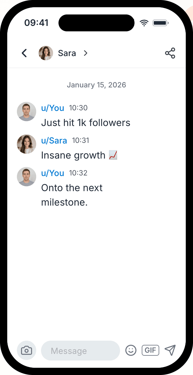 Fake Reddit chat mockup