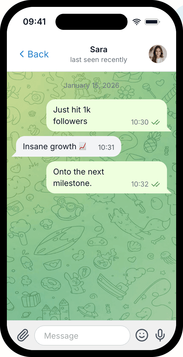 Fake Telegram chat mockup