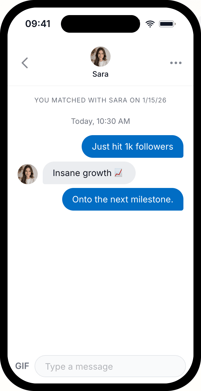 Fake Tinder chat mockup