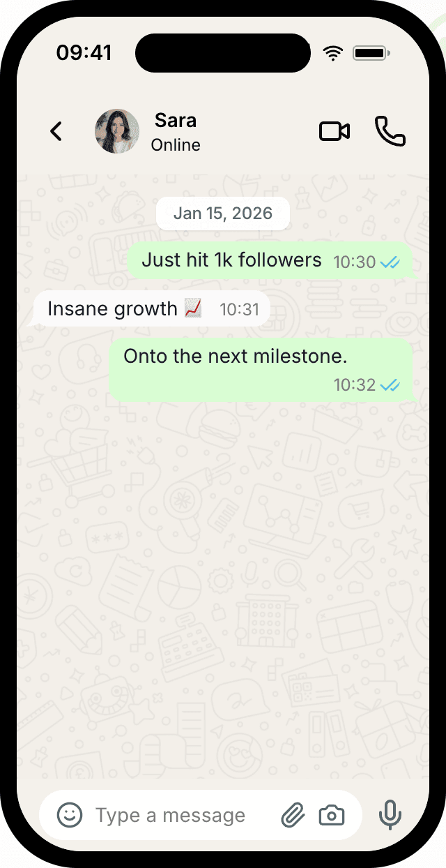 Fake WhatsApp chat mockup