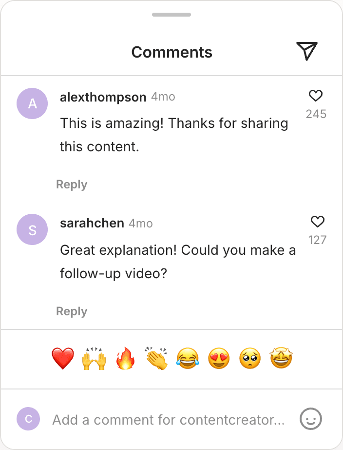 Fake Instagram comment mockup
