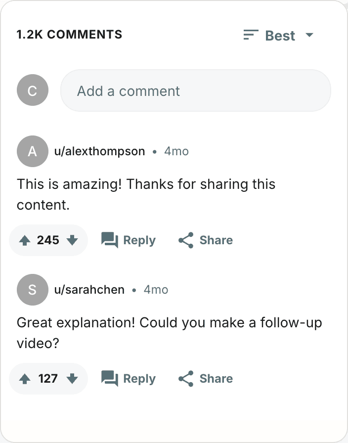 Fake Reddit comment mockup