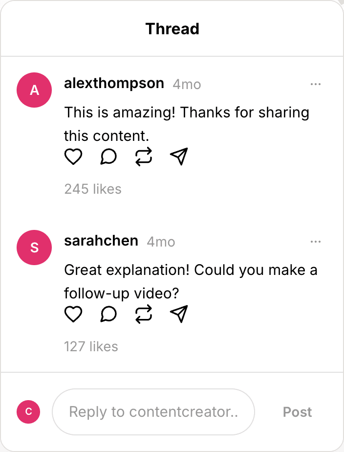 Fake Threads comment mockup