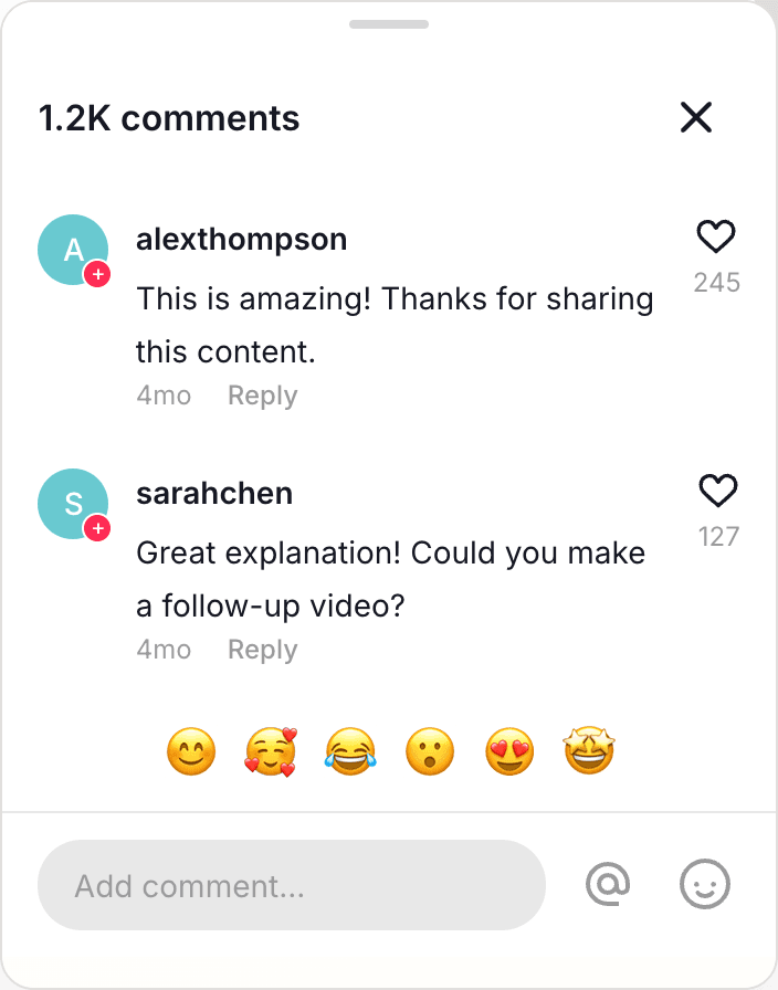 Fake TikTok comment mockup