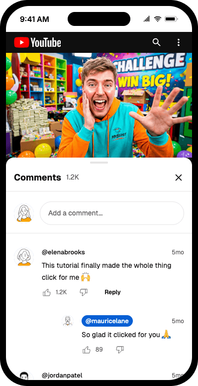 Fake YouTube comment mockup