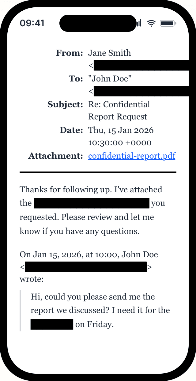Fake Redacted Email email mockup