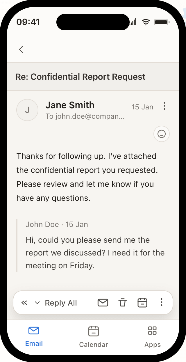Fake Outlook email mockup