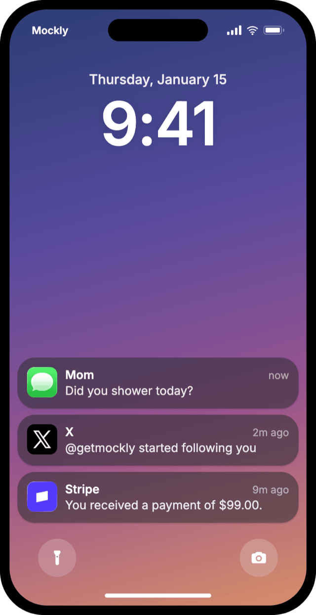 Fake iOS notification mockup