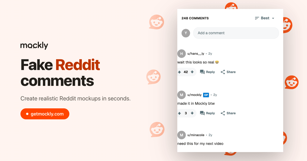 Fake Reddit Comment Generator | Mockly