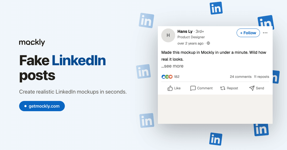 Fake LinkedIn Post Generator | Mockly