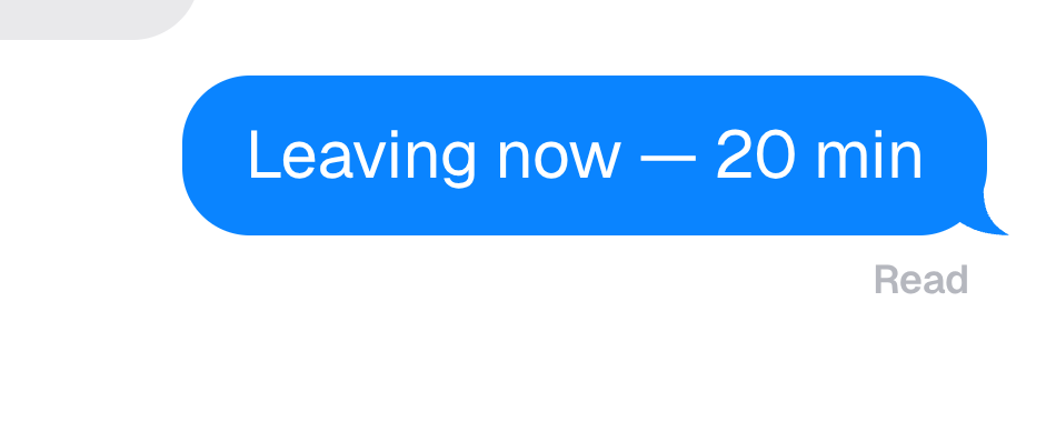 Zoomed iMessage detail: a blue sender bubble with its tail, and the grey "Read" receipt underneath